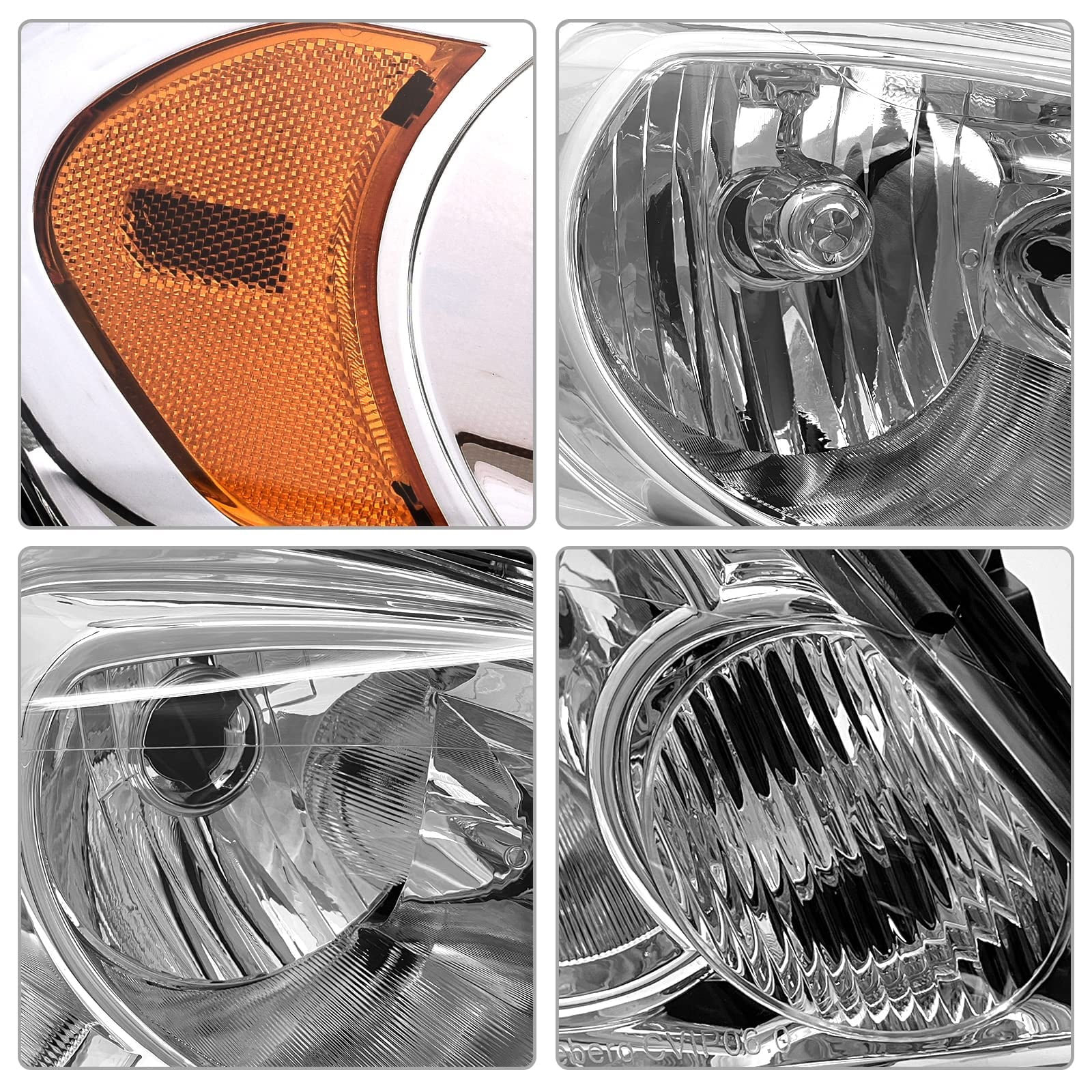 ADCARLIGHTS for 2006 2007 2008 2009 2010 2011 2012 2013 Chevy Impala Headlight Assembly compatible with 14-16 Impala Limited / 06-07 Monte Carlo Chrome Housing Amber Reflector Replacement Pair
