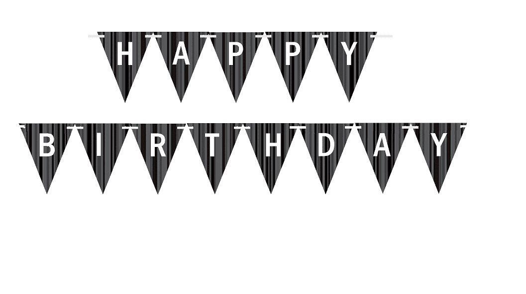 Black Grey White Triangular Happy Birthday Bunting Letter Banner ...