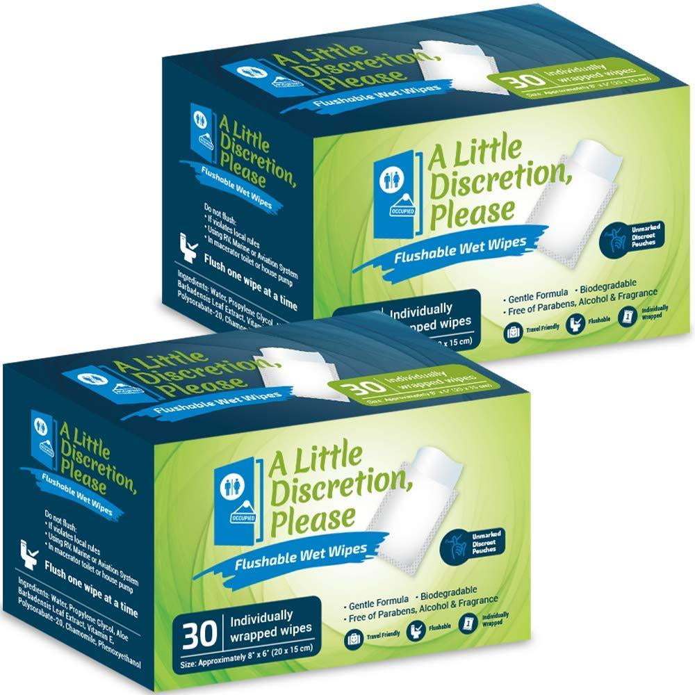 A Little Discretion, Please Individually Wrapped Flushable Wipes For