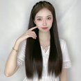thumbnail image 3 of Peluca con banda para el cabello estilo coreano con cubierta de pelo largo y rizado negro Peluca con cubierta de media cabeza en forma de U para mujer, 3 of 4