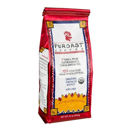 Puroast Organic Low Acid French Roast Ground Coffee, 12