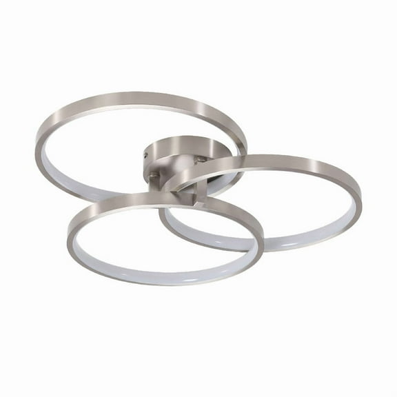 20" Modern 3-Ring LED Ceiling Light - Dimmable, 3 Color Temperatures (3000K-5000K), Contemporary Chrome Finish - For Living Room, Bedroom, Office