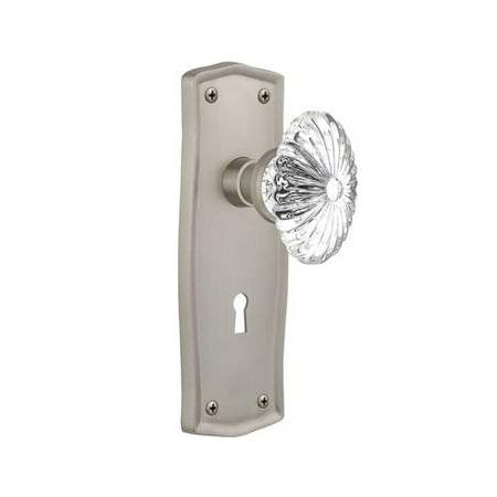 Nostalgic Warehouse Oval Fluted Crystal Glass Double Dummy Door Knob With Prairie Plate