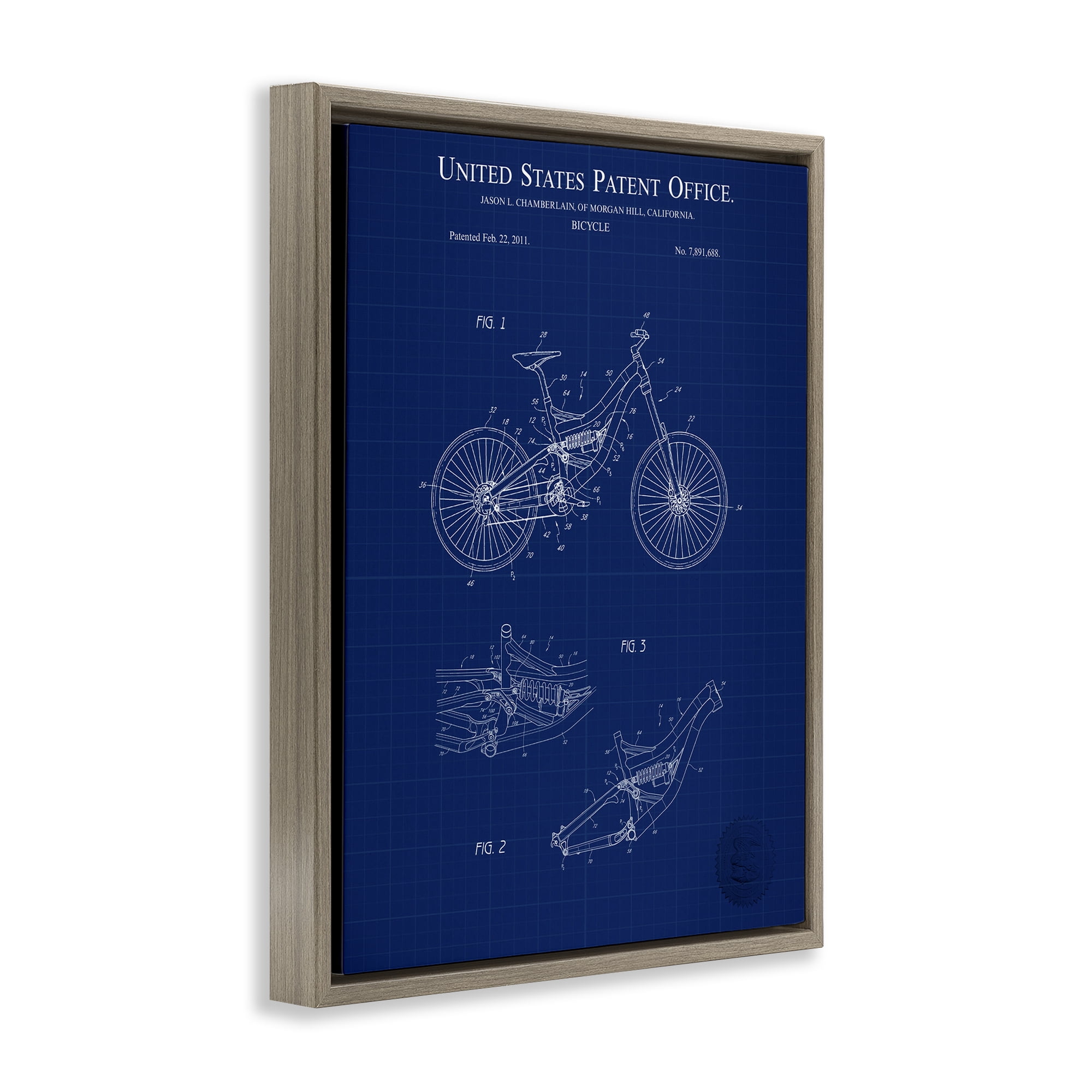Stupell Industries Detailed Bicycle Blueprint Transportation Painting Brown Floater Framed Art Print Wall Art, 17 x 21