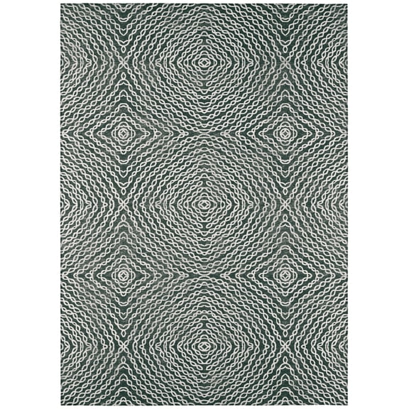 Bravado Indoor/Outdoor Grey Geometric 3' x 5' Non-Skid Area Rug