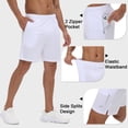thumbnail image 5 of QPNGRP Men's 7" Athletic Basketball Shorts Workout Gym Quick Dry Shorts Lightweight Mesh Running Shorts White XL, 5 of 7