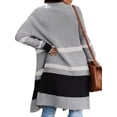 thumbnail image 2 of Colorful Striped Print Women Open Front Casual Long Cardigan Coat With Pocket, 2 of 4