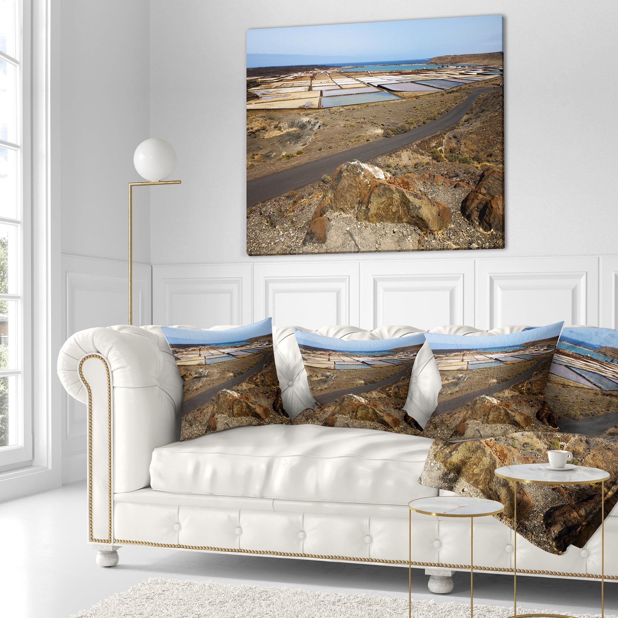 Designart Salt in Lanzarote Spain Musk Pond - Seashore Throw Pillow - 16x16