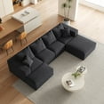 thumbnail image 3 of Modern Upholstered Sectional Boneless Couch Set,Modular 132" L Shaped Sectional Living Room Sofa Set With 6 Pillows,Free Combination Sofa Couch for Living Room,Bedroom,Black, 3 of 25