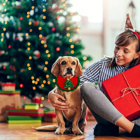 cpengpj Festive Red Knitted Pet Scarf Christmas Dog Collar Warm Handmade Polyester Decoration for Cats and Dogs 15-30cm