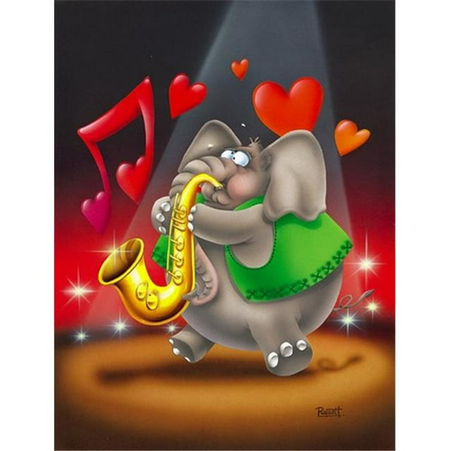 Carolines Treasures APH0250CHF Elephant Playing the Saxaphone Flag Canvas House Size