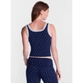 thumbnail image 3 of No Boundaries Cotton Blend Jersey Sleep Lace Tank Top, Women’s XXS-3X, 3 of 5