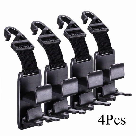 Car Headrest Hooks, 4 Pack Black Car Seat Organizer, Purse Grocery Bag Hanger for Vehicle Back Seat