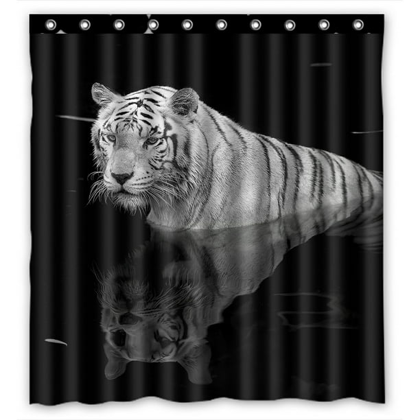 Phfzk Animal Shower Curtain Black And, Tiger Shower Curtain