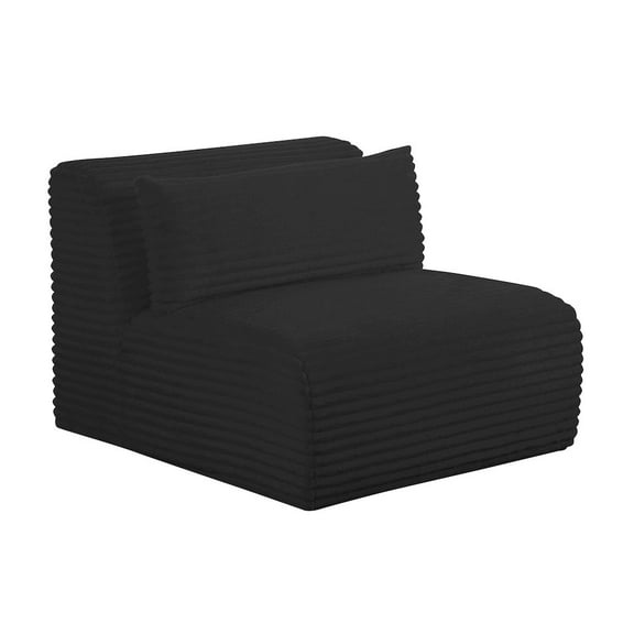 TOV Furniture Tarra Fluffy Oversized Black Corduroy Modular Armless Chair
