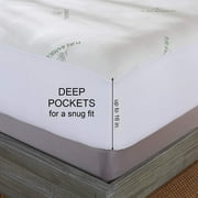 PURE BAMBOO Queen Viscose Derived from Bamboo Mattress Protector - Waterproof Cover Protects Against Moisture, Spills, Stains - Breathable, Noiseless, Fits 16-inch Mattress (Queen)