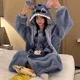 thumbnail image 3 of Pijama con capucha de Disney Stitch Angel Y2k para parejas, conjunto de ropa de casa de vellón coral kawaii para mujer, traje de dormir cálido de felpa para invierno, 3 of 5
