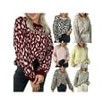 thumbnail image 3 of Honganda Pull Ample d'Automne pour Femmes Motif Léopard Manches Longues Tricot, 3 of 9