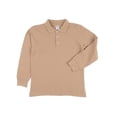 thumbnail image 3 of Leveret Boys Long Sleeve Cotton Polo Shirt Beige 10 Year, 3 of 4