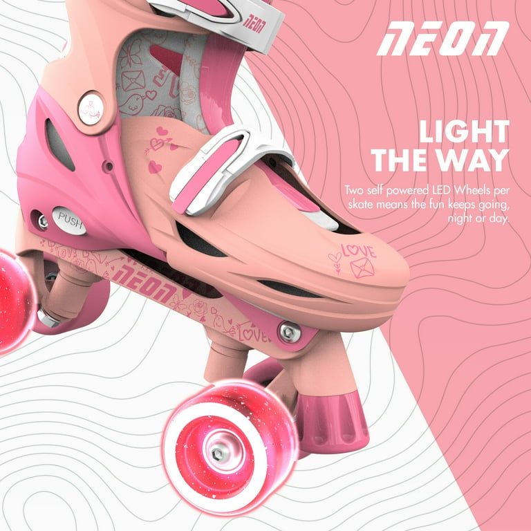 Neon Quad Kids Skates, Adjustable Size 3-6 US, One-Pair