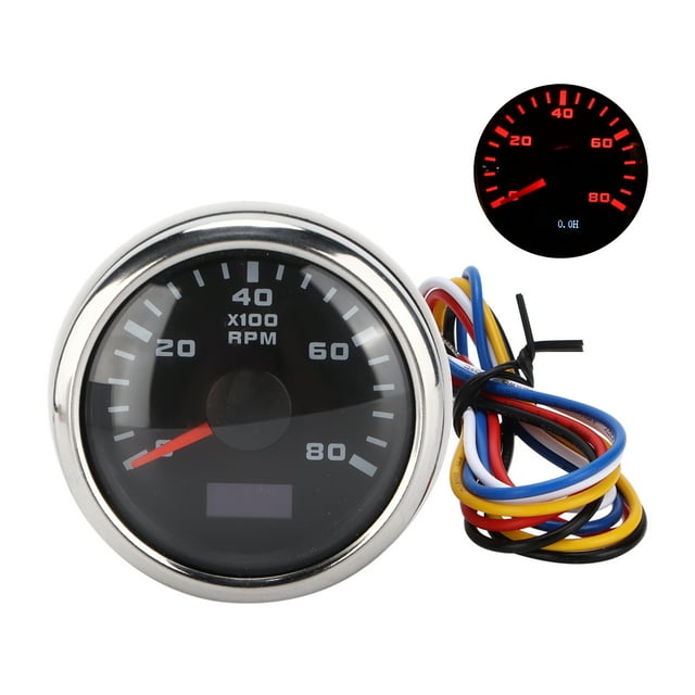 Jauge de Tachymètre Marine Universelle 52mm avec Rétroéclairage Rouge, Haute Précision, Faible Consommation d'Énergie, Installation Facile pour Moteur à Essence de Moto, Voiture, Camion, Bateau