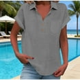 thumbnail image 2 of Vinsonshop Women's Short Sleeve V-neck Polo Shirts Business Casual Work Collared Tops Dressy Cute Blouses (S-3XL), 2 of 9