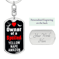 thumbnail image 2 of Yellow Nape Amazon Bird Stainless Steel or 18k Gold Premium Swivel Dog Tag Keychain, 2 of 8