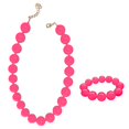 thumbnail image 4 of Krdevn Round Acrylic Bead Necklace & Bracelet 2Pcs Jewelry Set Boho Solid Beaded Stackable Wrist Chain Summer Beach Outfit Matching Accessory for Women, 4 of 6