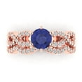 thumbnail image 2 of Clara Pucci 18K Rose Gold 1.57 Simulated Tanzanite Engraveable Engagement Ring + Wedding Band Set, 2 of 7