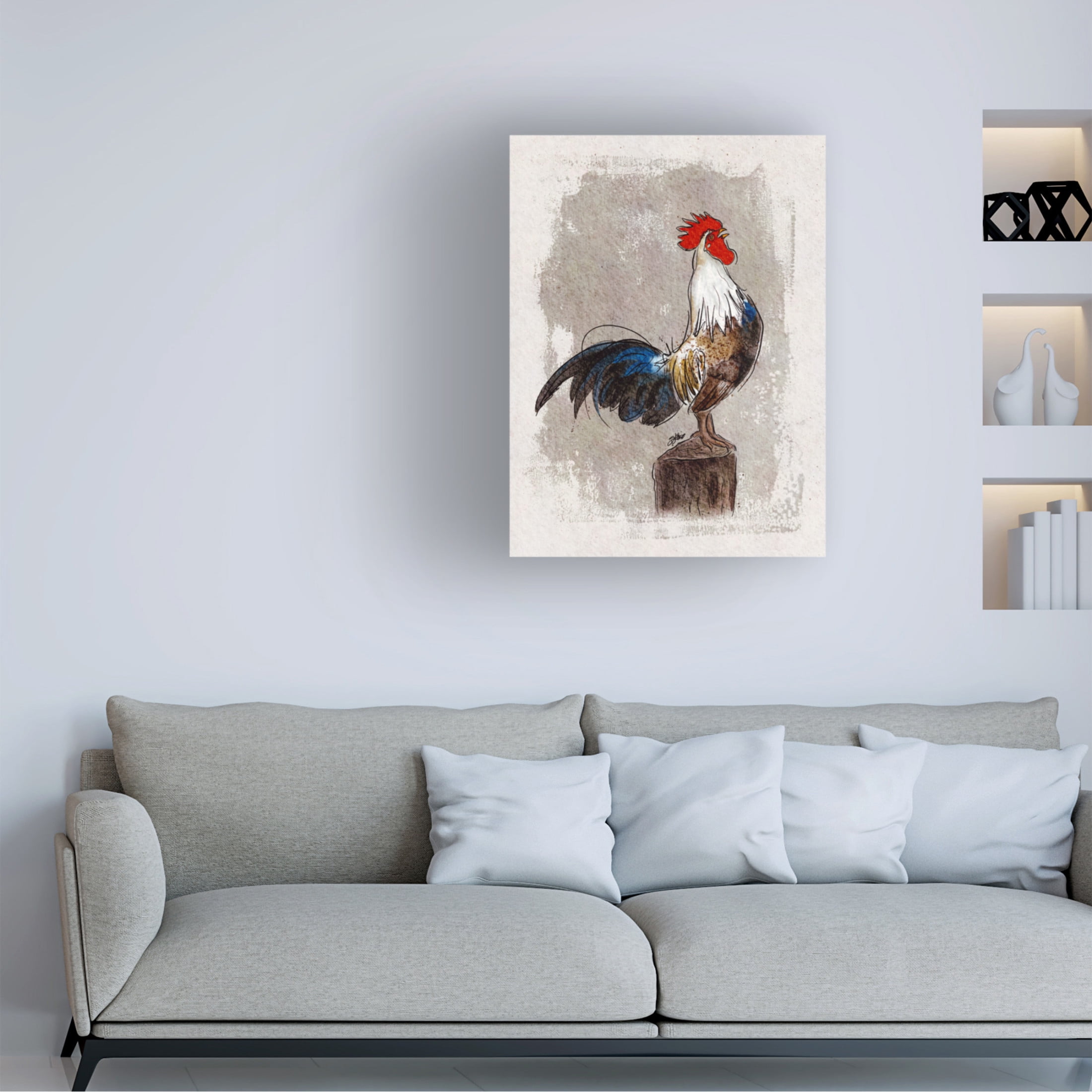 Canvas Wall Art - Shanda Louis 'Cock-a-doodle-do' Wall Art for Living Room, Bedroom, or Office Décor by Trademark Fine Art - 18 x 24 Inches