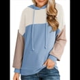 thumbnail image 3 of Sudadera con Capucha para Mujer, de Gran Tamaño, con Bloques de Color, Larga y Cordón Ajustable, Estilo Casual, Otoño 2025 Azul XL, 3 of 5