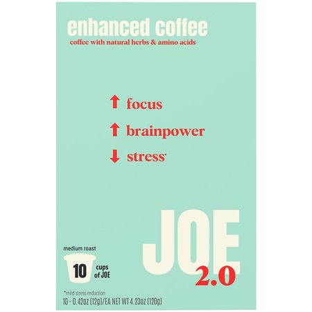 Enhanced Adaptogen Coffee with Natural Herbs & Amino Acids - Medium Roast (10 K-Cups)