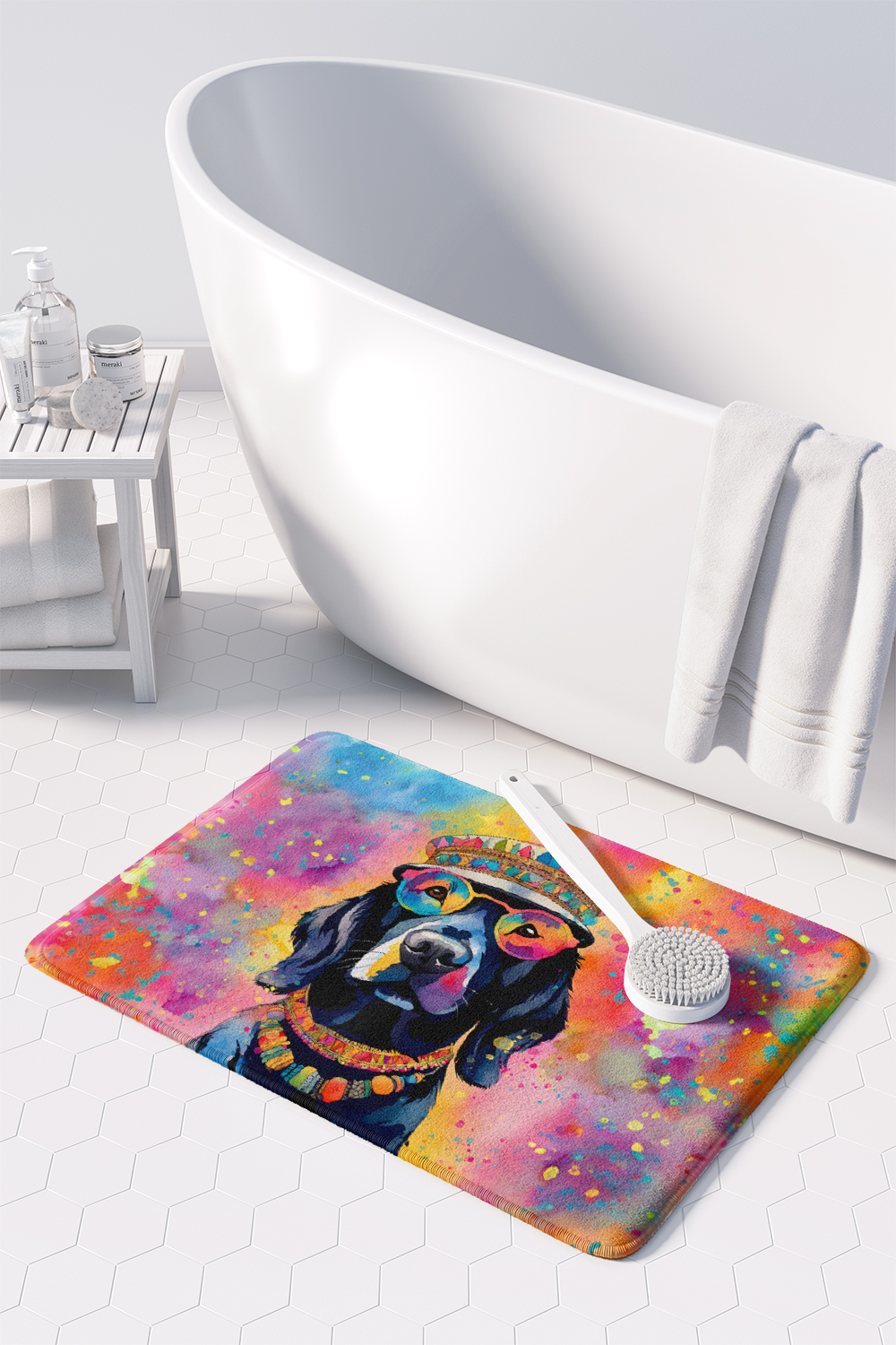 Carolines Treasures DAC2520RUG 19 x 27 in. Black Labrador Hippie Dawg Memory Foam Kitchen Mat