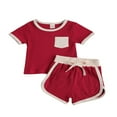 thumbnail image 1 of OUSITAID T-shirt à Manches Courtes + Short 2pcs pour Filles en Bas Âge, 1 of 5