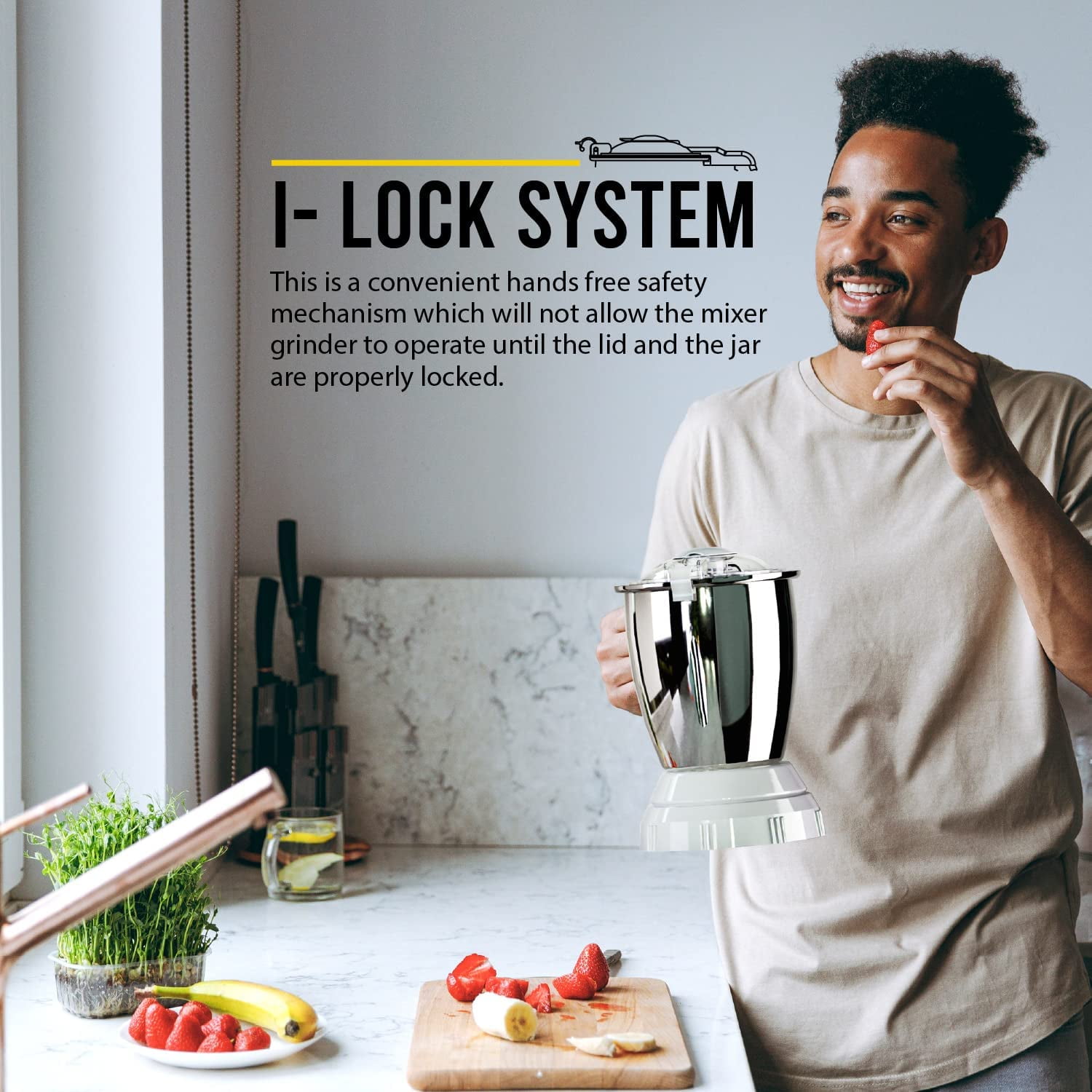 mixer grinder with jar lock