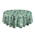 thumbnail image 5 of Light Green Christmas Village Pattern Round Tablecloth 60"x60",Wrinkle Wipeable Table Cloth for Kitchen Dining Room Picnic Patio Party, 5 of 6