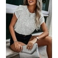 thumbnail image 3 of PRETTYGARDEN Women's Shirts Summer Casual Crewneck Lace Crochet Short Sleeve Blouses Cute Floral Print Loose Tunic Tops, 3 of 7