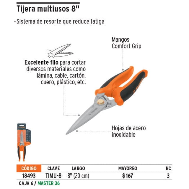 Tijera multiusos 8' de acero inoxidable Truper Tijera multiusos 8' de acero inoxidable