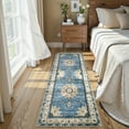 thumbnail image 2 of Wonnitar 2'x6' Vintage Hallway Runner Rug, Washable Non Slip Kitchen Rugs, Boho Tribal Accent Runner for ‎‎Bathroom Bedroom Laundry Room Soft Low Pile Stain Resistant, Light Blue, 2 of 9