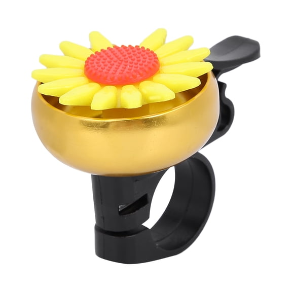 BIMZUC Ultralight Aluminum Bicycle Bell, Cute Flower Decor Crisp Clear Sound Bike Horn for Mountain Road Commuter Bikes, Yellow
