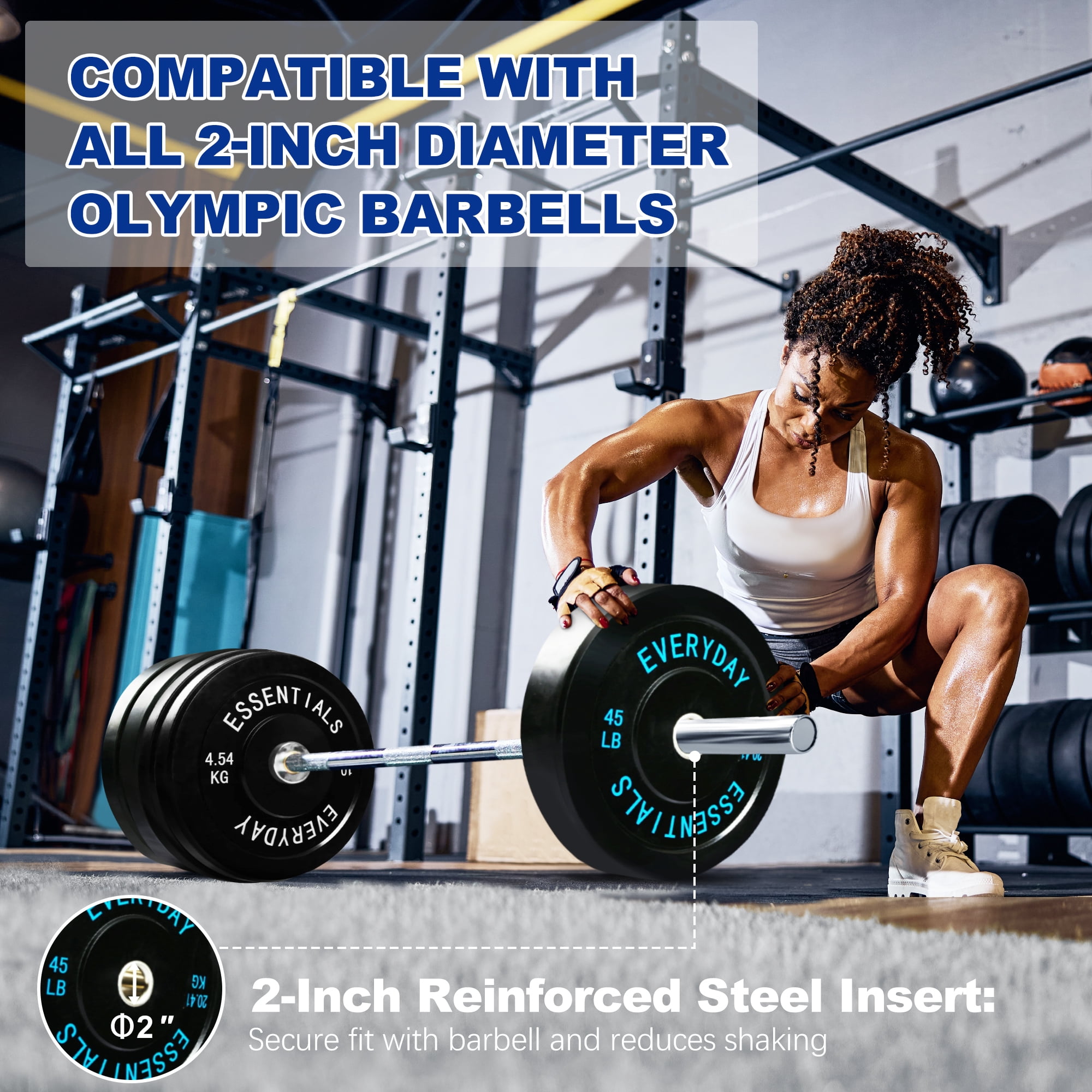 BalanceFrom Olympic Bumper Plate Weight Plate with Steel Hub, Black, 260 lbs Set, Multiple Packages