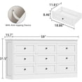 thumbnail image 5 of Akaber 9 Drawer Dresser for Bedroom, White Modern 59''W Wood Dresser with Anti-Tip Kit, Storage Organizer, 5 of 6