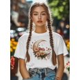 thumbnail image 5 of Women's T-Shirt Moon Mushrooms Flowers Short Sleeve Casual Tee Classic Crew Neck T Shirt for Women White, 5XL, 5 of 7