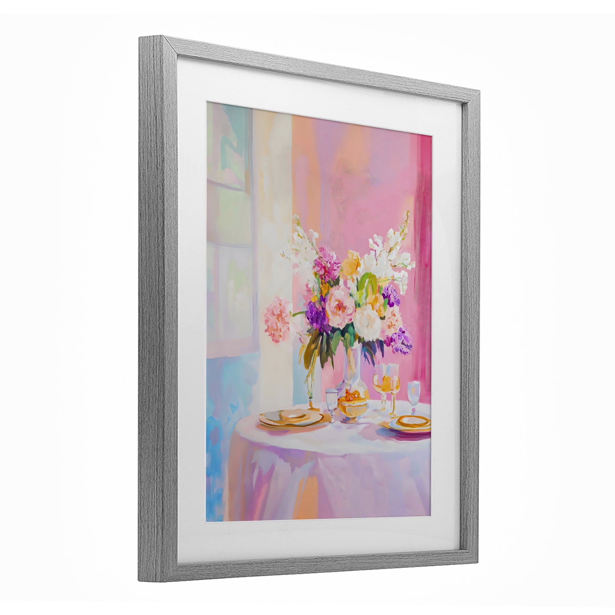 Stupell Industries Pink Brunch with Romantic Bouquet Gray Framed Print Under Glass, design by The Prints Vibe