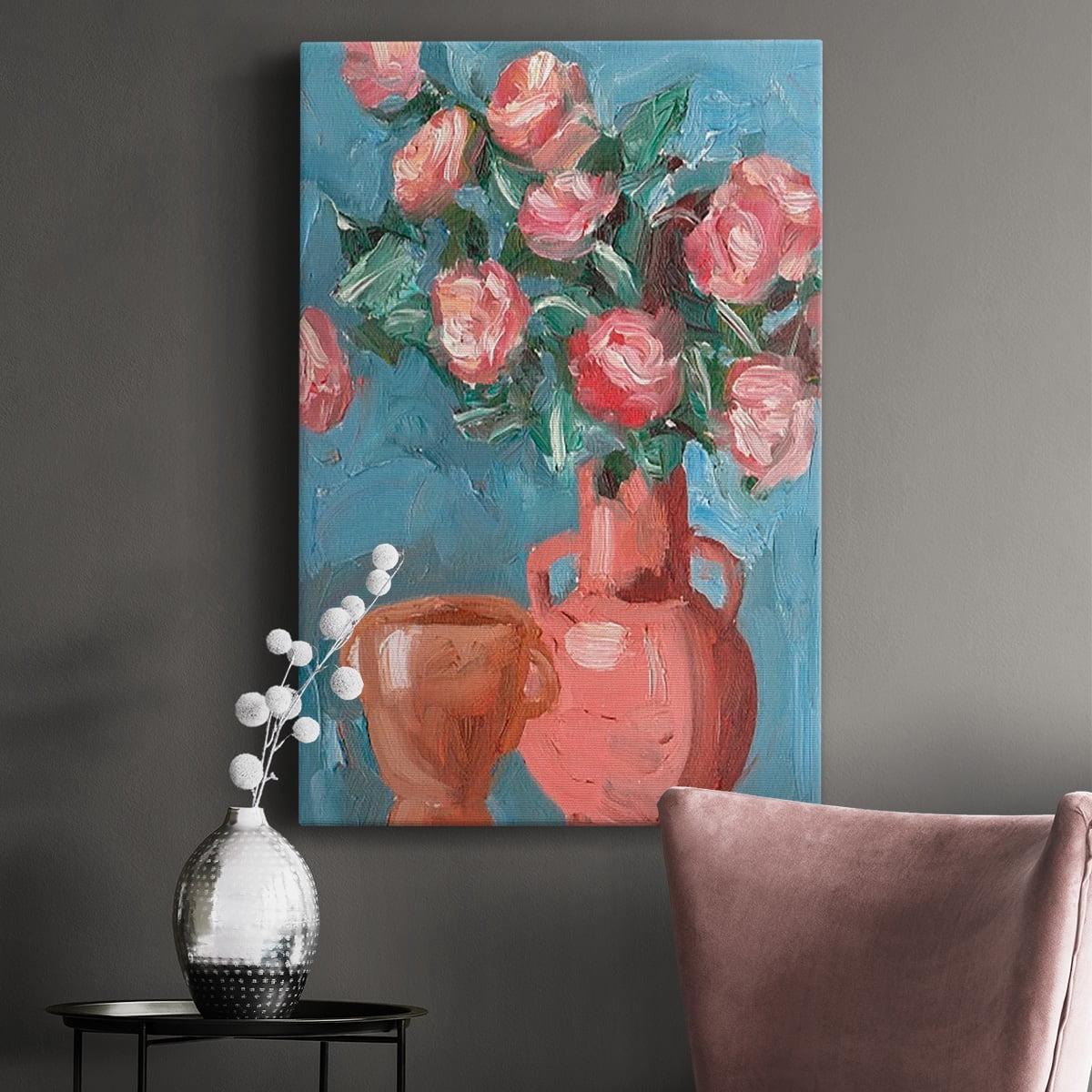 Rosa Blooms I Premium Gallery Wrapped Canvas - Ready to Hang