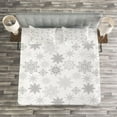 thumbnail image 3 of Ambesonne Winter Quilted Bedspread Set 3 Pcs, Ornate Crystals of Ice, Queen Size, Grey Grey White, 3 of 3
