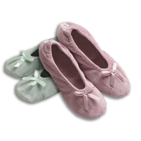

Roxoni Women s Terry Classic Cotton & Velour Ballerina Slippers Pack of 2