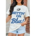 thumbnail image 2 of Show Your Team Spirit with this White Graphic Tee: 'BETTIN ON' Blue Rugby Football Design | [ZhiHiMeRi] | (US 12-14)L, 2 of 10