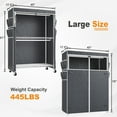 thumbnail image 4 of 445LBS Heavy Duty Rolling Clothes Rack with Cover, Rolling Garment Rack for Hanging Clothes with Shelves, Portable Wardrobe Closets with Adjustable Shelving and Double Rods, White, 4 of 8