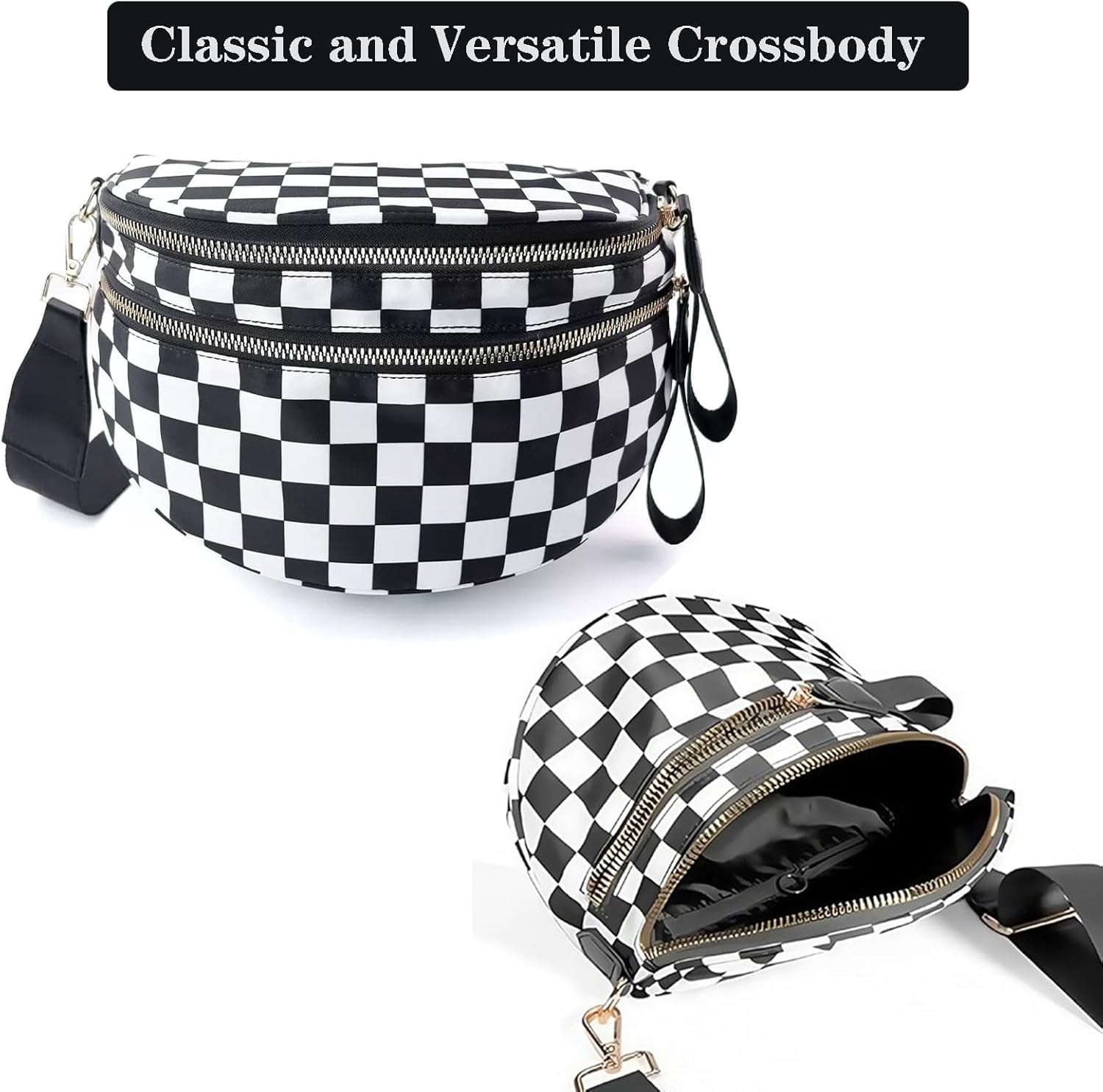 Emmafy Crossbody Bags for Women,Spacious Check Nylon Crossbody Bag
